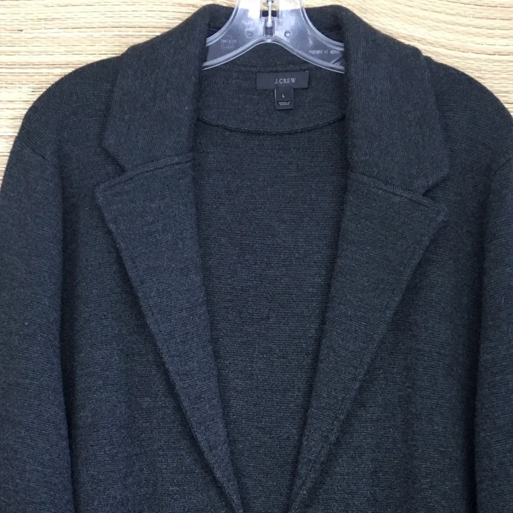 J.CREW Open-Front Merino Wool Blazer Sweater Jacket In Charcoal Size L - Picture 5 of 12